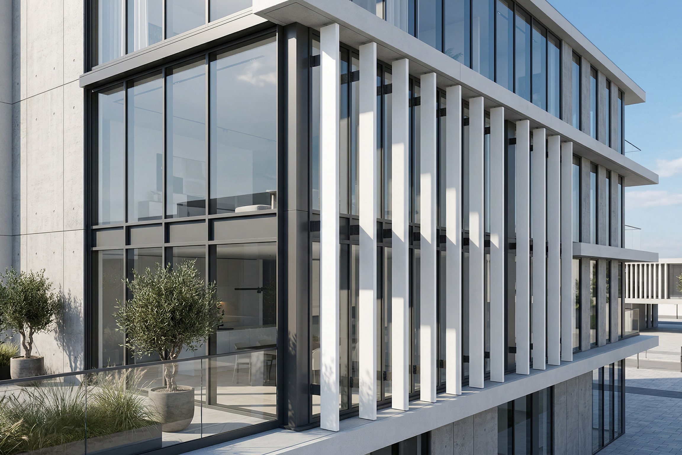 Onzichtbare bevestiging en grote overspanningen: DUCO presenteert de DucoSun Cubic InsertFit, het nieuwe architecturale zonweringssysteem 1